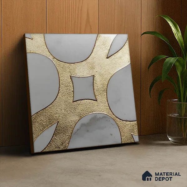 Metallic Wall Tile TL 05898 Arte 197 mm x 197 mm Vitrified - 9 mm | Handcrafted Precious Metal | Suitable For Dry Area, Accent/Feature Wall