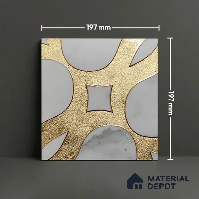 Metallic Wall Tile TL 05898 Arte 197 mm x 197 mm Vitrified - 9 mm | Handcrafted Precious Metal | Suitable For Dry Area, Accent/Feature Wall