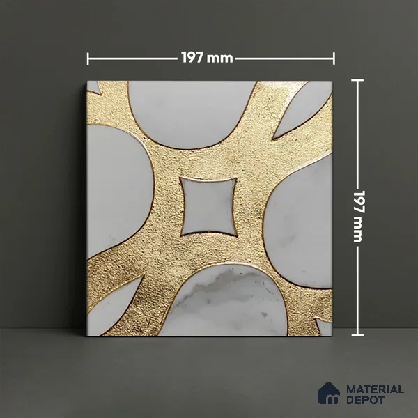 Metallic Wall Tile TL 05898 Arte 197 mm x 197 mm Vitrified - 9 mm | Handcrafted Precious Metal | Suitable For Dry Area, Accent/Feature Wall
