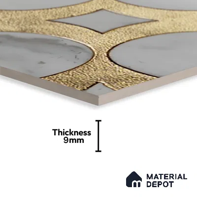 Metallic Wall Tile TL 05898 Arte 197 mm x 197 mm Vitrified - 9 mm | Handcrafted Precious Metal | Suitable For Dry Area, Accent/Feature Wall