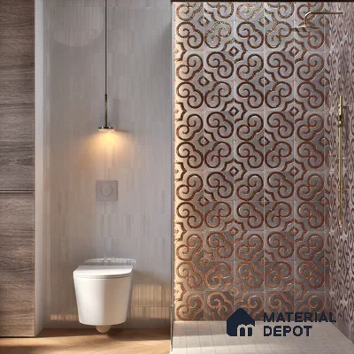 Metallic Wall Tile TL 05897 B Arte 197 mm x 197 mm Vitrified - 9 mm | Handcrafted Precious Metal | Suitable For Dry Area, Living Room, Bedroom