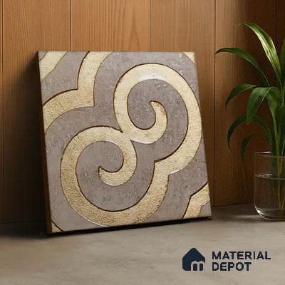 Metallic Wall Tile TL 05897 B Arte 197 mm x 197 mm Vitrified - 9 mm | Handcrafted Precious Metal | Suitable For Dry Area, Living Room, Bedroom