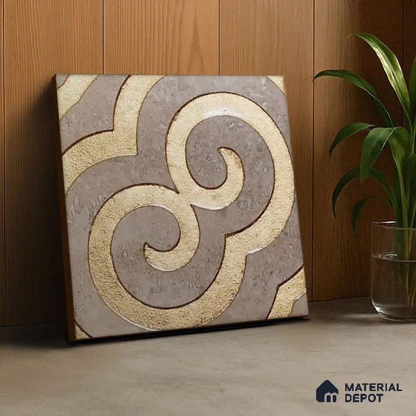 Metallic Wall Tile TL 05897 B Arte 197 mm x 197 mm Vitrified - 9 mm | Handcrafted Precious Metal | Suitable For Dry Area, Living Room, Bedroom