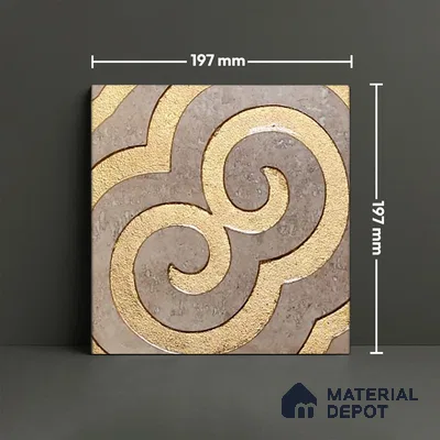 Metallic Wall Tile TL 05897 B Arte 197 mm x 197 mm Vitrified - 9 mm | Handcrafted Precious Metal | Suitable For Dry Area, Living Room, Bedroom