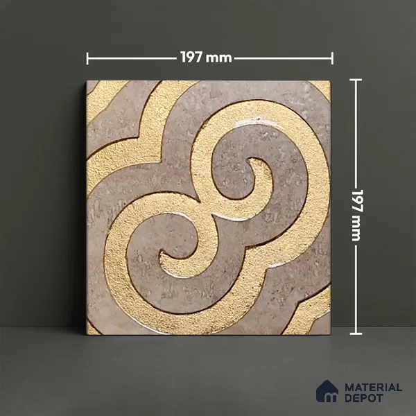 Metallic Wall Tile TL 05897 B Arte 197 mm x 197 mm Vitrified - 9 mm | Handcrafted Precious Metal | Suitable For Dry Area, Living Room, Bedroom