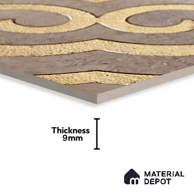Metallic Wall Tile TL 05897 B Arte 197 mm x 197 mm Vitrified - 9 mm | Handcrafted Precious Metal | Suitable For Dry Area, Living Room, Bedroom
