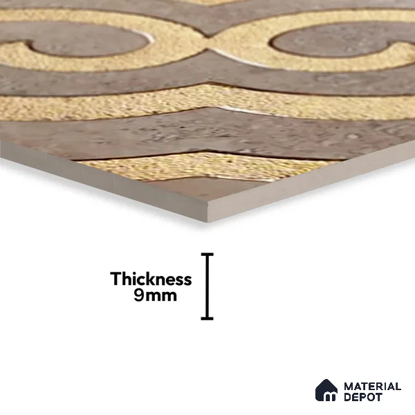 Metallic Wall Tile TL 05897 B Arte 197 mm x 197 mm Vitrified - 9 mm | Handcrafted Precious Metal | Suitable For Dry Area, Living Room, Bedroom