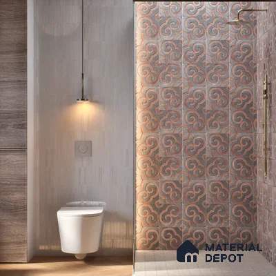 Metallic Wall Tile TL 05897 Arte 197 mm x 197 mm Vitrified - 9 mm | Precious Metal | Suitable For Dry Area, Living Room, Bedroom