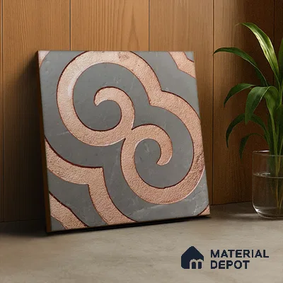 Metallic Wall Tile TL 05897 Arte 197 mm x 197 mm Vitrified - 9 mm | Precious Metal | Suitable For Dry Area, Living Room, Bedroom