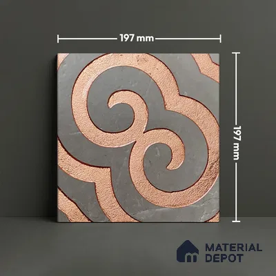 Metallic Wall Tile TL 05897 Arte 197 mm x 197 mm Vitrified - 9 mm | Precious Metal | Suitable For Dry Area, Living Room, Bedroom