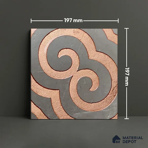Metallic Wall Tile TL 05897 Arte 197 mm x 197 mm Vitrified - 9 mm | Precious Metal | Suitable For Dry Area, Living Room, Bedroom