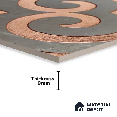 Metallic Wall Tile TL 05897 Arte 197 mm x 197 mm Vitrified - 9 mm | Precious Metal | Suitable For Dry Area, Living Room, Bedroom