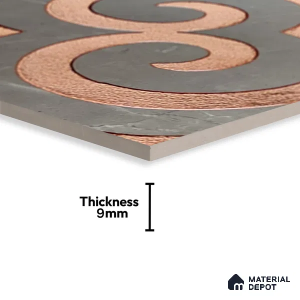 Metallic Wall Tile TL 05897 Arte 197 mm x 197 mm Vitrified - 9 mm | Precious Metal | Suitable For Dry Area, Living Room, Bedroom