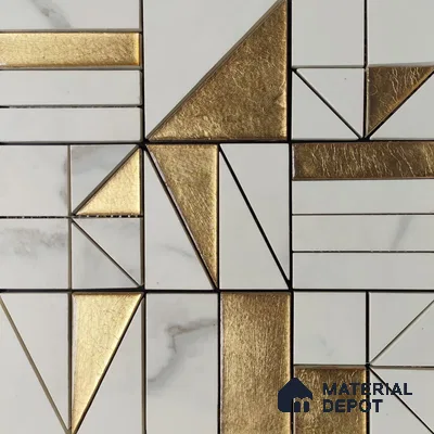 Metallic Wall Tile TL 05896 Arte 98 mm x 98 mm Vitrified - 9 mm | Precious Metal | Suitable For Dry Area, Living Room, Bedroom | Random Design