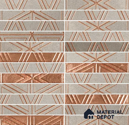 Metallic Wall Tile TL 05877 Copper Grid 297 mm x 297 mm Vitrified - 9 mm | Random Mix Patterns | Suitable For Living Room, Bedroom, Kitchen