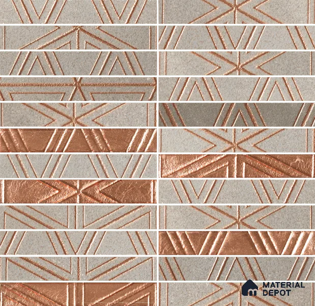 Metallic Wall Tile TL 05877 Copper Grid 297 mm x 297 mm Vitrified - 9 mm | Random Mix Patterns | Suitable For Living Room, Bedroom, Kitchen