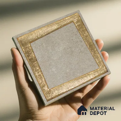 Metallic Wall Handmade Tile TL 05876 Golden Frame 98 mm x 98 mm Vitrified - 9 mm | Single Pattern | Suitable For Living Room, Bedroom, Kitchen