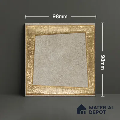Metallic Wall Handmade Tile TL 05876 Golden Frame 98 mm x 98 mm Vitrified - 9 mm | Single Pattern | Suitable For Living Room, Bedroom, Kitchen