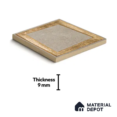 Metallic Wall Handmade Tile TL 05876 Golden Frame 98 mm x 98 mm Vitrified - 9 mm | Single Pattern | Suitable For Living Room, Bedroom, Kitchen