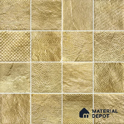 Metallic Wall Tile TL 05875 Golden Weave 297 mm x 297 mm Vitrified - 9 mm | Random Mix Patterns | Suitable For Living Room, Bedroom, Kitchen