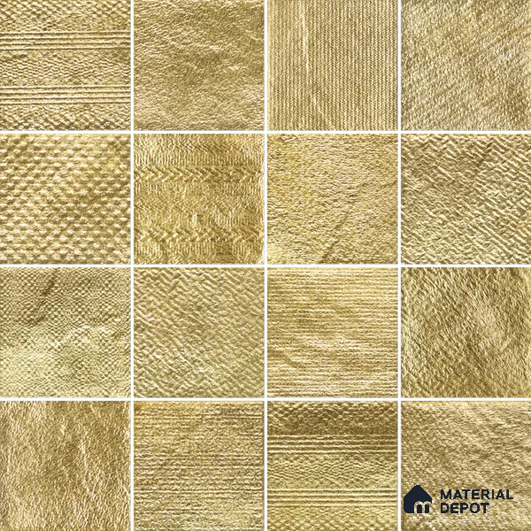 Metallic Wall Tile TL 05875 Golden Weave 297 mm x 297 mm Vitrified - 9 mm | Random Mix Patterns | Suitable For Living Room, Bedroom, Kitchen