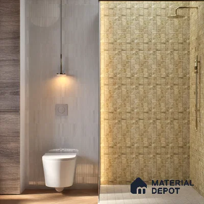 Metallic Wall Tile TL 05875 Golden Weave 297 mm x 297 mm Vitrified - 9 mm | Random Mix Patterns | Suitable For Living Room, Bedroom, Kitchen