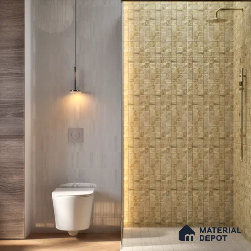 Metallic Wall Tile TL 05875 Golden Weave 297 mm x 297 mm Vitrified - 9 mm | Random Mix Patterns | Suitable For Living Room, Bedroom, Kitchen