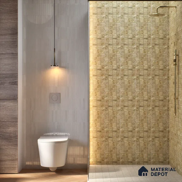 Metallic Wall Tile TL 05875 Golden Weave 297 mm x 297 mm Vitrified - 9 mm | Random Mix Patterns | Suitable For Living Room, Bedroom, Kitchen