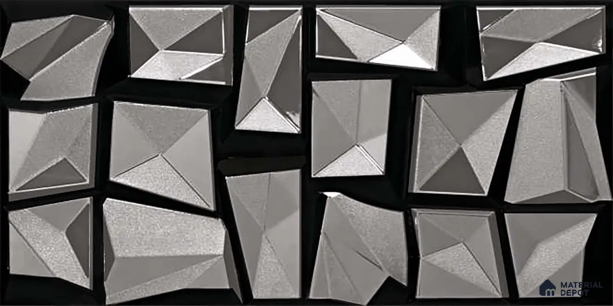 Metallic Wall Tile TL 05503 B Lustra Obsidian Flow 2 ft x 1 ft Ceramic Metallic Finish - 9 mm | Suitable for Bathroom, Kitchen (Sample)