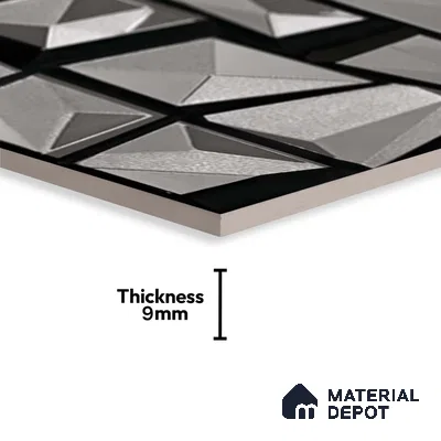 Metallic Wall Tile TL 05503 B Lustra Obsidian Flow 2 ft x 1 ft Ceramic Metallic Finish - 9 mm | Suitable for Bathroom, Kitchen (Sample)