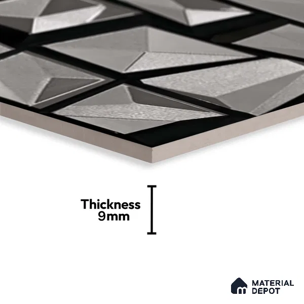 Metallic Wall Tile TL 05503 B Lustra Obsidian Flow 2 ft x 1 ft Ceramic Metallic Finish - 9 mm | Suitable for Bathroom, Kitchen (Sample)