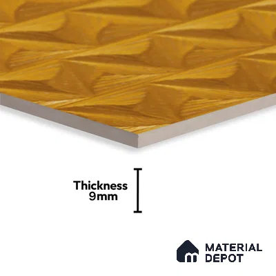 Metallic Wall Tile TL 05495 B Lustra Lustrous Gold 2 ft x 1 ft Ceramic Metallic Finish - 9 mm | Suitable for Bathroom, Kitchen (Sample)
