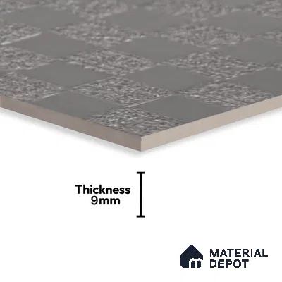 Metallic Wall Tile TL 05496 Lustra Opulent Silver 2 ft x 1 ft Ceramic Metallic Finish - 9 mm | Suitable for Bathroom, Kitchen (Sample)