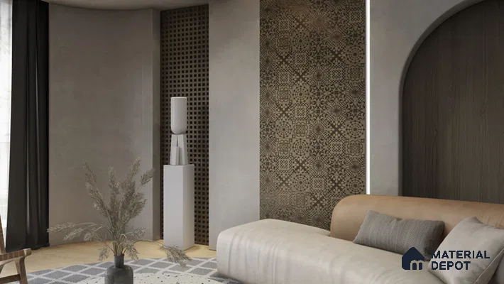 Metallic Wall Handmade Tile TL 05866 F Lattice Squares Bronze Charm 148 mm x 148 mm Vitrified - 9 mm | 6 Random Patterns | Suitable For Kitchen, Bathroom, Accent/Feature Wall