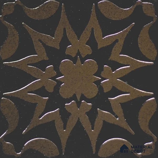 Metallic Wall Handmade Tile TL 05866 B Floral Burst Bronze Charm 148 mm x 148 mm Vitrified - 9 mm | 6 Random Patterns | Suitable For Living Room, Bedroom, Kitchen