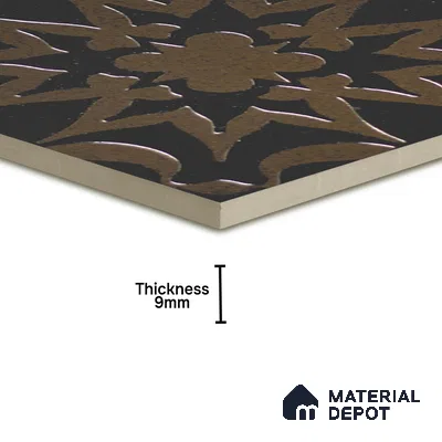 Metallic Wall Handmade Tile TL 05866 B Floral Burst Bronze Charm 148 mm x 148 mm Vitrified - 9 mm | 6 Random Patterns | Suitable For Living Room, Bedroom, Kitchen