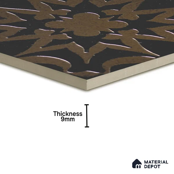 Metallic Wall Handmade Tile TL 05866 B Floral Burst Bronze Charm 148 mm x 148 mm Vitrified - 9 mm | 6 Random Patterns | Suitable For Living Room, Bedroom, Kitchen
