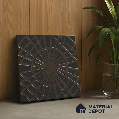 Metallic Wall Handmade Tile TL 05866 C Radiant Star Bronze Charm 148 mm x 148 mm Vitrified - 9 mm | 6 Random Patterns | Suitable For Kitchen, Accent/Feature Wall, Bathroom