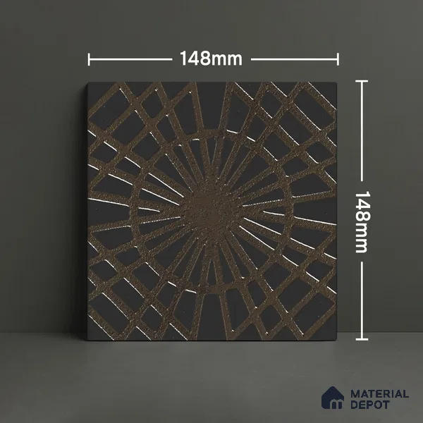 Metallic Wall Handmade Tile TL 05866 C Radiant Star Bronze Charm 148 mm x 148 mm Vitrified - 9 mm | 6 Random Patterns | Suitable For Kitchen, Accent/Feature Wall, Bathroom