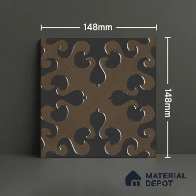 Metallic Wall Handmade Tile TL 05866 D Swirl Bloom Bronze Charm 148 mm x 148 mm Vitrified - 9 mm | 6 Random Patterns | Suitable For Kitchen, Accent/Feature Wall, Bathroom