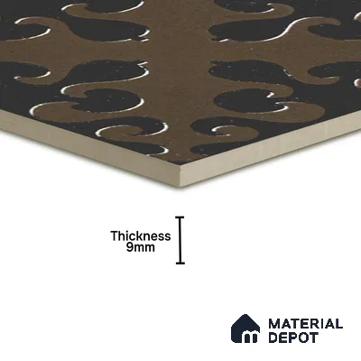 Metallic Wall Handmade Tile TL 05866 D Swirl Bloom Bronze Charm 148 mm x 148 mm Vitrified - 9 mm | 6 Random Patterns | Suitable For Kitchen, Accent/Feature Wall, Bathroom