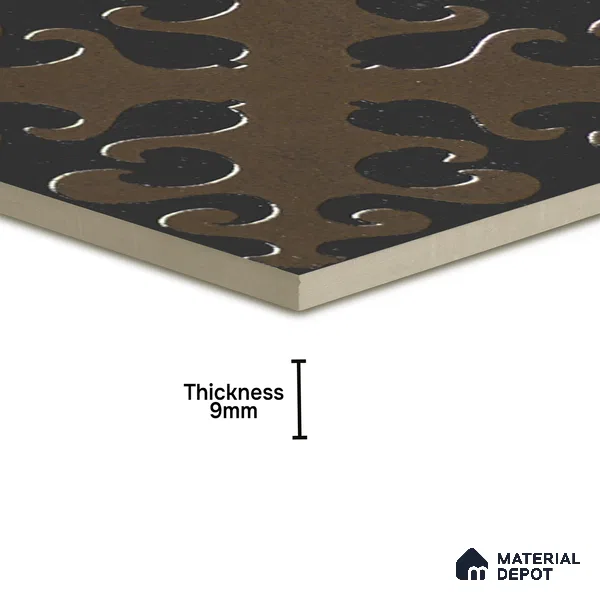 Metallic Wall Handmade Tile TL 05866 D Swirl Bloom Bronze Charm 148 mm x 148 mm Vitrified - 9 mm | 6 Random Patterns | Suitable For Kitchen, Accent/Feature Wall, Bathroom