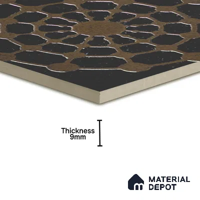 Metallic Wall Handmade Tile TL 05866 E Circle Web Bronze Charm 148 mm x 148 mm Vitrified - 9 mm | 6 Random Patterns | Suitable For Living Room, Bedroom, Kitchen