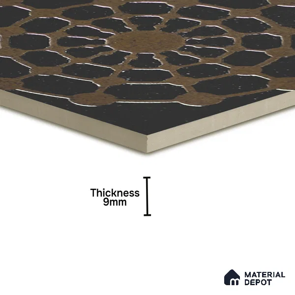 Metallic Wall Handmade Tile TL 05866 E Circle Web Bronze Charm 148 mm x 148 mm Vitrified - 9 mm | 6 Random Patterns | Suitable For Living Room, Bedroom, Kitchen