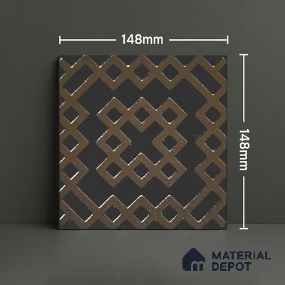 Metallic Wall Handmade Tile TL 05866 F Lattice Squares Bronze Charm 148 mm x 148 mm Vitrified - 9 mm | 6 Random Patterns | Suitable For Kitchen, Bathroom, Accent/Feature Wall