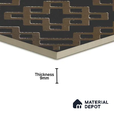 Metallic Wall Handmade Tile TL 05866 F Lattice Squares Bronze Charm 148 mm x 148 mm Vitrified - 9 mm | 6 Random Patterns | Suitable For Kitchen, Bathroom, Accent/Feature Wall