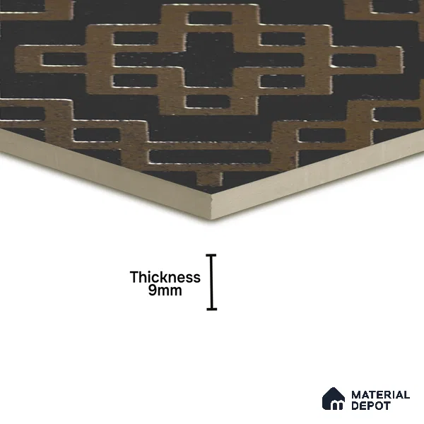 Metallic Wall Handmade Tile TL 05866 F Lattice Squares Bronze Charm 148 mm x 148 mm Vitrified - 9 mm | 6 Random Patterns | Suitable For Kitchen, Bathroom, Accent/Feature Wall