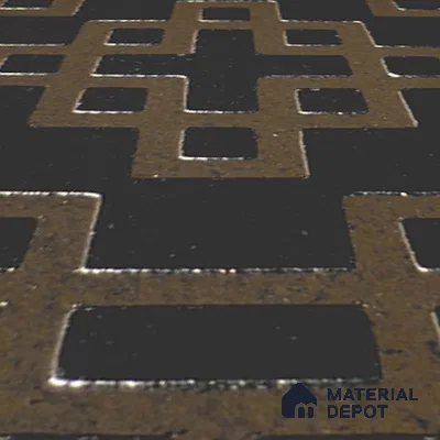 Metallic Wall Handmade Tile TL 05866 F Lattice Squares Bronze Charm 148 mm x 148 mm Vitrified - 9 mm | 6 Random Patterns | Suitable For Kitchen, Bathroom, Accent/Feature Wall