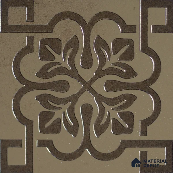 Metallic Wall Handmade Tile TL 05866 G Floral Frame Antique Charm 148 mm x 148 mm Vitrified - 9 mm | 6 Random Patterns | Suitable For Kitchen, Accent/Feature Wall, Bathroom