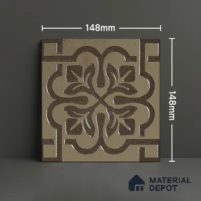 Metallic Wall Handmade Tile TL 05866 G Floral Frame Antique Charm 148 mm x 148 mm Vitrified - 9 mm | 6 Random Patterns | Suitable For Kitchen, Accent/Feature Wall, Bathroom